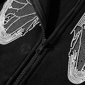 Sudadera con Capucha Personalizada OEM 2023 para Mujer, Talla Grande, Forrada, con Pedrería, Informal, Estampada, para Uso en Exteriores - Product Image 5