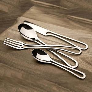 Stainless Steel Silver Nickle <b>Knife</b> <b>Fork</b> <b>Spoon</b> Round Long Loop Design Silver Finished Handle Luxury <b>Spoon</b> <b>Fork</b> And <b>Knife</b> <b>Set</b> - Product Image 1