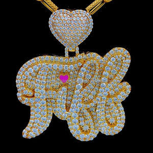 Gran oferta corazón fianza encanto personalizado nombre personalizado plata esterlina chapado en oro Moissanite Pass diamante probador colgante - Product Image 1