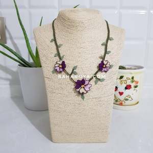 İğne Oyası Kalbim Kolye Mor Collier à pendentif tendance - Product Image 1