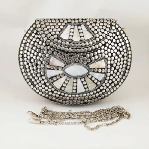 Resin Clutch Bags Design Mother of Pearl Clutch Bag for Bridesmaids Trendy Wooden Clutch Bags With Resin and Geometric Shapes - Product Image 4