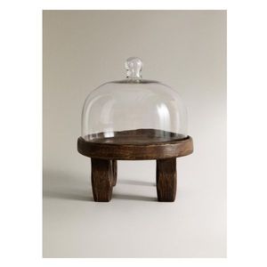 Nouveau design de piédestal d'affichage de gâteaux en bois de mangue fait à la main support de gâteau de tasse de service avec dôme pour la maison les restaurants font la fête - Product Image 6