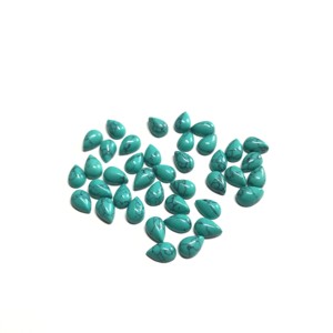 Alta calidad 3x5mm parte posterior plana turquesa sintética IGI certificado forma de pera cabujón liso calibrado piedra preciosa suelta plata - Product Image 6