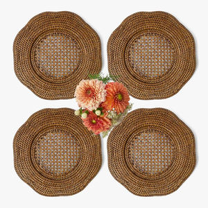 <b>Blue</b> Brown Rattan Decorative Plate Handmade Wicker Charger for Coastal & Boho Dining <b>Table</b> - Product Image 3