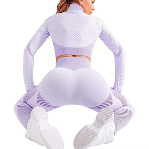 2025 nueva ropa de Yoga sin costuras para mujer, deportes, Fitness, manga corta y larga, cintura alta, ropa deportiva, conjunto de Yoga, Fitness para mujer - Product Image 5