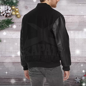 Chaqueta de Lana/Cuero Personalizada de Alta Calidad para Hombre, con Cuello Alto, Transpirable, Informal para Invierno, Servicio OEM, Estilo Letterman - Product Image 6