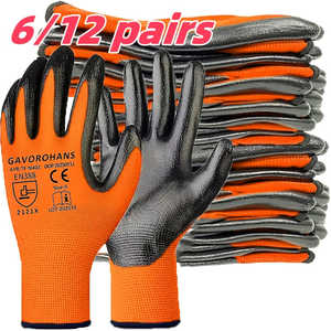 6/12 Pares de Guantes de Trabajo de Poliéster, Guantes de Seguridad y Trabajo para Todas las Actividades al Aire Libre, para Uso en Jardinería - Product Image 6