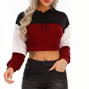 เสื้อครอปมีฮู้ดสำหรับผู้หญิงผ้าคอตตอน/โพลีเอสเตอร์เสื้อครอปไซส์ XL ดีไซน์ใหม่ล่าสุด2024 - Product Image 1