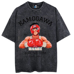 T-shirt de fitness uni pour homme, col rond, 90% coton/10% polyester, qualité supérieure, délavé à l'acide, coupe oversize, respirant - Product Image 4