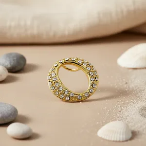 Art Palace Gold Plated 925 Silver Cocktail Ring <b>Crystal</b> Rhinestones Pave Setting Geometric Design Luxury Trendy Unisex Everyday - Product Image 1