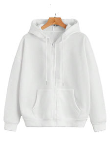 Sweats à capuche oversize pour homme avec fermeture éclair, manches longues et épaules tombantes, broderie personnalisée - Logo en gros, style unisexe, 100% coton molleton - Product Image 5