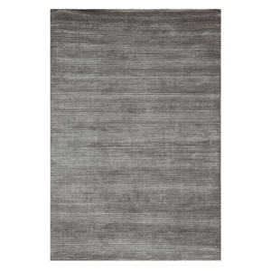 Alfombras Tejidas a Mano de Lana y Viscosa en Gris Base y Patrón de Rayas Negras Hwv-2000 para Uso Doméstico - Product Image 1