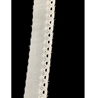 Tissu en dentelle de coton étroite écologique le plus vendu, dentelle à œillets, bordure festonnée, broderie florale, bordure douce blanche, robes, kurta