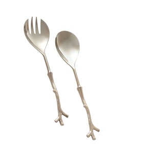 Cuillère à salade en laiton, couverts, dernier modèle, cuillère et fourchette à salade en laiton doré, échantillon gratuit avec vente - Product Image 1