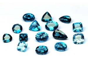 Piedra preciosa natural de Topacio Azul de Londres, forma de mezcla suelta, gemas de Topacio Azul, piedra semipreciosa de corte facetado de Topacio Azul de Londres - Product Image 5