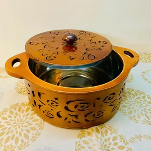 Boîte à chapaati en bois moderne avec acier inoxydable pour cadeaux - Product Image 2