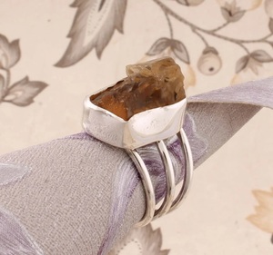 Raw <b>Citrine</b> Gemstone Ring 925 Sterling Silver Bold Statement Ring Wedding or Gift <b>Jewelry</b> for Women - Product Image 3