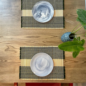 Mantel Individual de bambú bohemio vietnamita, almohadilla tejida rectangular antideslizante hecha a mano verde saudí para mesa, nuevo modelo de alta calidad - Product Image 3