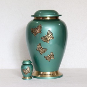 Golden Floral Engraved Cremation Urns For Funeral Burial Black Handmade Brass Decorative <b>Keepsake</b> <b>Memorial</b> Jar Pot Ashes Holder - Product Image 6