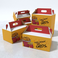 Boîte d'emballage alimentaire jetable en carton ondulé personnalisée avec poignée pour frites et poulet frit