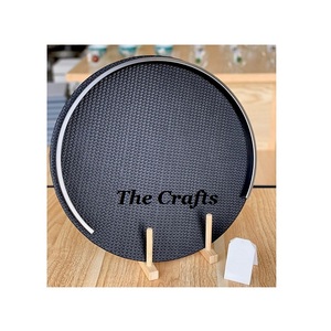 Bandeja de servicio de metal de diseño fabuloso en bandeja de servicio de vajilla de color negro para uso en el hogar, bodas y hoteles - Product Image 3