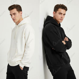 Sudadera con Capucha para Hombre, con Logotipo Frontal, Detalles Desgastados, Mezcla de Algodón, Corte Holgado, Transpirable, para Uso Diario Informal - Product Image 6