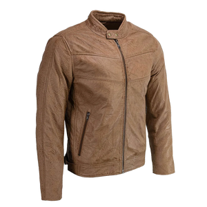 Veste de mode en cuir de moto classique noire pour homme en cuir de vachette - Product Image 1