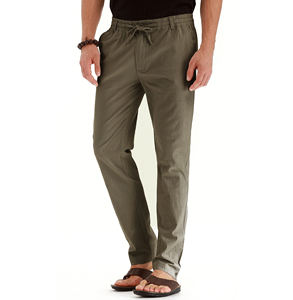 กางเกงถักเอวกลางเอวแนวสปอร์ตของผู้ชายระบายอากาศได้ดีมีกระเป๋าปิดและมีเชือกรูดบริการออกกำลังกายผ้าฝ้าย100% - Product Image 5