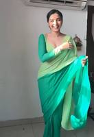 Saree Tradisional India Siap Pakai Bahan Crepe Georgette Bordir Cetak untuk Musim Panas dan Dingin, Cocok untuk Pesta, Etnik, dan Pelindung dari Sinar Matahari
