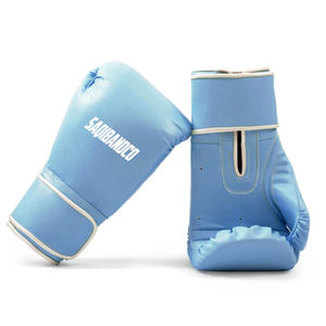 Guantes de boxeo de entrenamiento de cuero azul 2024, guantes de Kickboxing MMA y guantes Muaythai para boxeo - Product Image 3