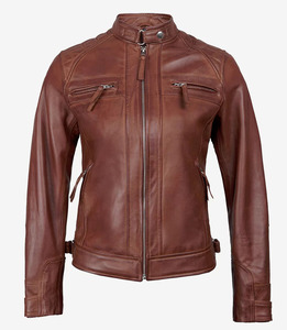 Veste de motard en cuir véritable pour femmes avec fermeture à glissière Veste de protection pour moto avec coussinets pour un confort sûr - Product Image 3