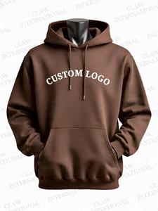 เสื้อฮู้ดสวมหัวผ้าฝ้าย100% สำหรับผู้ชายปรับแต่งได้, เสื้อมีฮู้ดผ้าฟลีซสีล้วนสำหรับฤดูหนาว - Product Image 4