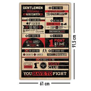 Modern Style Fight Club Rules <b>Poster</b> Black <b>Frame</b> Wall Decor Paper Art - Product Image 3