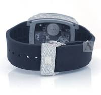 Montre de luxe haut de gamme en acier inoxydable durable avec boîtier en acrylique, cadran en verre, mouvement à quartz, or jaune, 20 mm, sertie de diamants Moissanite