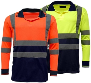 เสื้อโปโลแขนยาวไฮวิซแถบสะท้อนแสงชุดทำงานก่อสร้างทำจากโพลีเอสเตอร์ - Product Image 5