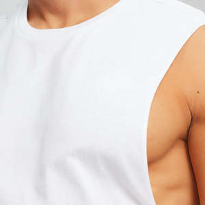 Camiseta Deportiva Ajustada de Alta Calidad para Hombre, de Algodón y Elastano, Blanca, para Gimnasio, Fitness, con Canalé - Product Image 6