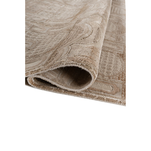Khidki Beige & Brown Geometric <b>Pattern</b> Hand Knotted Wool & Bamboo Silk Rugs 10mm Thick for Home Hallway Bedroom-LRB-1819 - Product Image 2