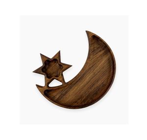 Plateau à fruits en bois en forme de demi-lune, artisanat en bois, plateau de service pour dattes, plateau de rangement, cadeaux de pendaison de crémaillère - Product Image 1