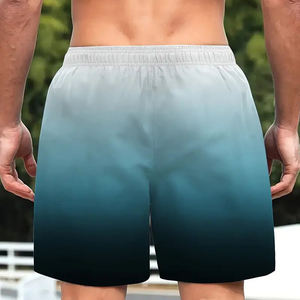 Mens Gradient Black to <b>White</b> Drawstring <b>Gym</b> <b>Shorts</b> Quick Dry Activewear for Fitness and Beach Use - Product Image 3