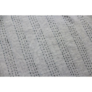 Handmade Traditional Grey <b>Kantha</b> Quilt Double Cotton Indian Bedspread Embroidered Floral <b>Throw</b> Blanket 5 Pc Lot Home Decoration - Product Image 6