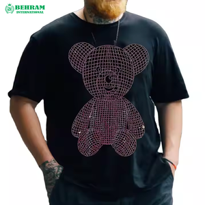 T-shirts élégants pour hommes en coton et fibre de bambou Behram International, logo personnalisé, transfert de strass sur le devant, coupe classique, col rond, décontracté - Product Image 6
