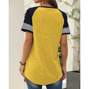 Ventes en gros été BasicWomen été chemises décontractées à manches courtes hauts rayés-femmes col rond t-shirt chemisiers logo personnalisé - Product Image 4