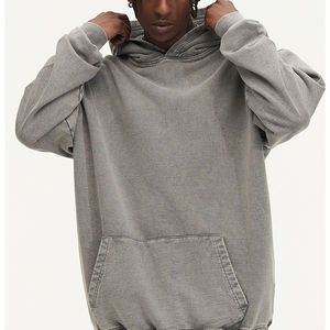 Vintage Wash Heavyweight Cotton Pullover Hoodie French Terry Acid Washed For Men hoodies menmen's hoodies - Product Image 1