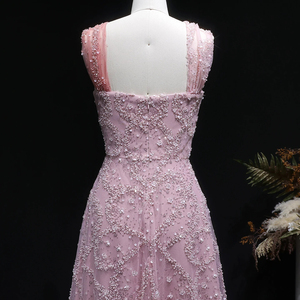 Jancember LSZ709 Elegante <span class=keywords><strong>Abito</strong></span> da Sera <span class=keywords><strong>Rosa</strong></span> Sfumato con Collo Incrociato e Linea ad A - Product Image 6