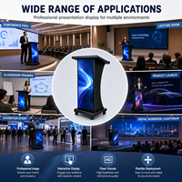 Pupitre de discours intelligent à LED P2.5 avec écran numérique, contrôle par application intelligente et roues universelles pour conférences et discours sur scène