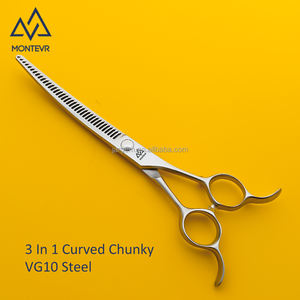 Neues Design Japan VG10 Haustiers chere 7 Zoll 37 Zähne Hunde pflege Schere 3 in <span class=keywords><strong>1</strong></span> gebogene Tier pflege produkte - Product Image 2