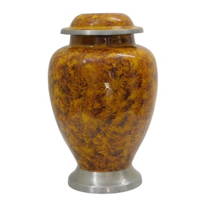 Urnas de cremación de aluminio de alta calidad con Peltre y urnas funerarias de metal con acabado de mármol marrón para cenizas humanas - Product Image 1