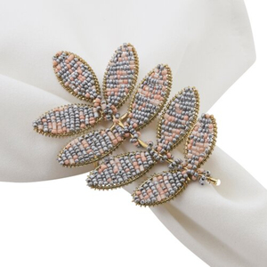 Grossiste indien à prix abordable Rond de serviette en métal feuilles avec design enduit de perles fines - Product Image 1