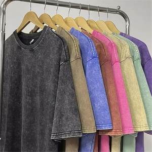 T-shirt pour homme personnalisé 100% coton délavé à l'acide surdimensionné Vintage Streetwear Style Hip Hop longue longueur tricoté avec impression de logo personnalisé - Product Image 6