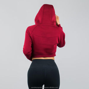 Tops cortos con capucha de algodón de rizo francés de 300gsm, tops cortos con cordón y capucha beige y blanco para la temporada de invierno - Product Image 6